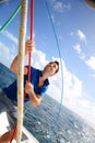 Man on sail boat Royalty Free Stock Photo