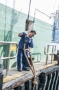 Man in sailor uniform Royalty Free Stock Photo