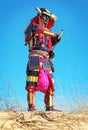 Man in samurai costume with sword. Royalty Free Stock Photo