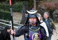 Man in Samurai Dress, Tourist Can be take a photo to keep a memorial at Himeji Castle.