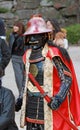 Man in Samurai Dress, Tourist Can be take a photo to keep a memorial at Himeji Castle.