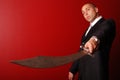 Man with Samurai sword. Royalty Free Stock Photo