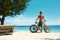 Man With Sand Bike On Beach Enjoying Summer Travel Vacation Royalty Free Stock Photo