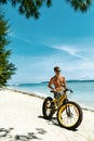 Man With Sand Bike On Beach Enjoying Summer Travel Vacation Royalty Free Stock Photo