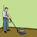 Man sanding floor