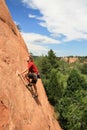 Man sandstone rock climbing Royalty Free Stock Photo