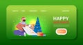 man in santa claus hat holding review stars rating customer feedback satisfaction level online survey christmas holidays