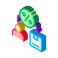 Man Save Percent isometric icon vector illustration