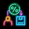 Man Save Percent neon glow icon illustration