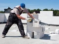 Man sawing concrete block Royalty Free Stock Photo