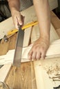 Man sawing plank