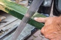 Man sawing wood Royalty Free Stock Photo