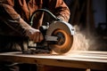 man saws with a disk saw Royalty Free Stock Photo