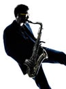 Man saxophonist playing saxophone player