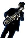 Man saxophonist playing saxophone player