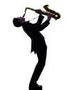 Man saxophonist playing saxophone player silhouette Royalty Free Stock Photo