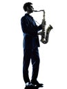 Man saxophonist playing saxophone player silhouette