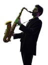 Man saxophonist playing saxophone player silhouette Royalty Free Stock Photo
