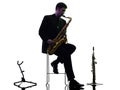 Man saxophonist playing saxophone player silhouette Royalty Free Stock Photo