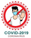 Man say stop coronovirus covid-2019