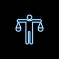 man of scales line icon in neon style. One of Headhunting, HR collection icon can be used for UI, UX Royalty Free Stock Photo