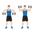 Man scarecrow arms elbow shoulder rotations with dumbbell Royalty Free Stock Photo