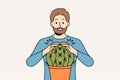 Man is scared and touches cactus and gets wound for concept problems associated with unshaven hair