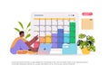 man scheduling job project time management access grades and progress reports concept
