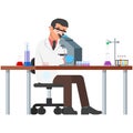Man scientist microscope at laboratory vector isolated on white Royalty Free Stock Photo