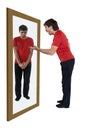 Man scolding himself in a mirror Royalty Free Stock Photo