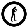 Man screaming in anger silhouette concept conflict icon black color illustration in circle round