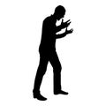 Man screaming in anger silhouette concept conflict icon black color illustration