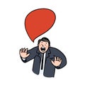 Man screaming with blank speech bubble illustration