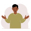 The man is screaming and upset. Hands are spread out in different directions. Vector Royalty Free Stock Photo