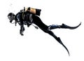 Man scuba diver diving silhouette isolated Royalty Free Stock Photo