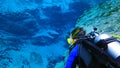 Man scuba diving in a spring