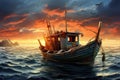 Man seafood boat. Generate Ai Royalty Free Stock Photo