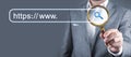 Man search https address. Internet search concept Royalty Free Stock Photo