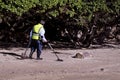 Man Search for Metals with Metal Detector Royalty Free Stock Photo