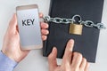Man search solution to the problem. Concept secret information