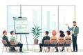 A man is seen giving a presentation to a group of people in a business meeting or conference setting, Male business coach speaker Royalty Free Stock Photo