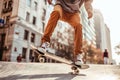 Man Riding Skateboard Down Ramp Royalty Free Stock Photo