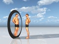 Man sees other self in mirror Royalty Free Stock Photo