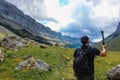 Selfie stick in the Pyrenees Royalty Free Stock Photo