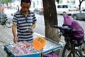 A man selling arts and crafts in the streets of Beijing