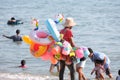 Man selling balloon on the beach. Pattaya, Thailand.