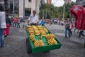 Man selling bananas in Medellin Colombia
