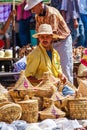 Man selling basketware in the souk