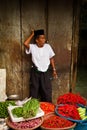 Man selling chillies in Jakarta, Indonesia Royalty Free Stock Photo