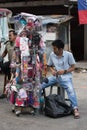 Jakarta, Indonesia - June 15, 2020: This man selling the fabric mask